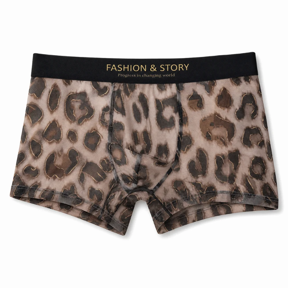 Comfortable Leopard Print Men's Ice Silk Boxer Underwear Ultra Thin Mesh Boxer Briefs Panties Seamless Shorts Male Men
Comfortable Leopard Print Men's Ice Silk Boxer Underwear Ultra Thin Mesh Boxer Briefs Panties Seamless Shorts Male Men