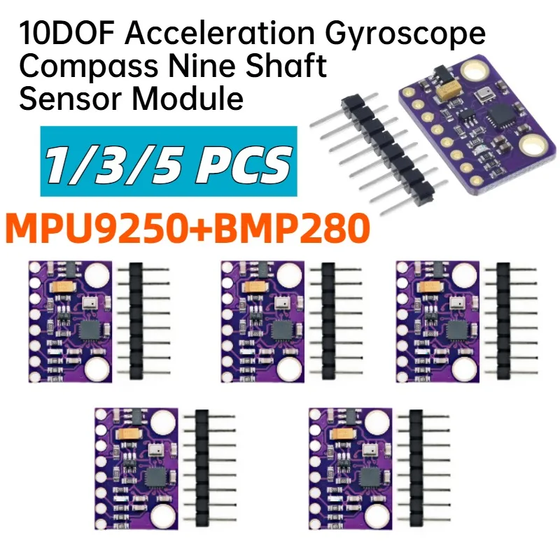 1-5PCS MPU9250 + BMP280 10DOF Acceleration Gyroscope Compass Nine Shaft Sensor Module GY-91 GY91
1-5PCS MPU9250 + BMP280 10DOF Acceleration Gyroscope Compass Nine Shaft Sensor Module GY-91 GY91