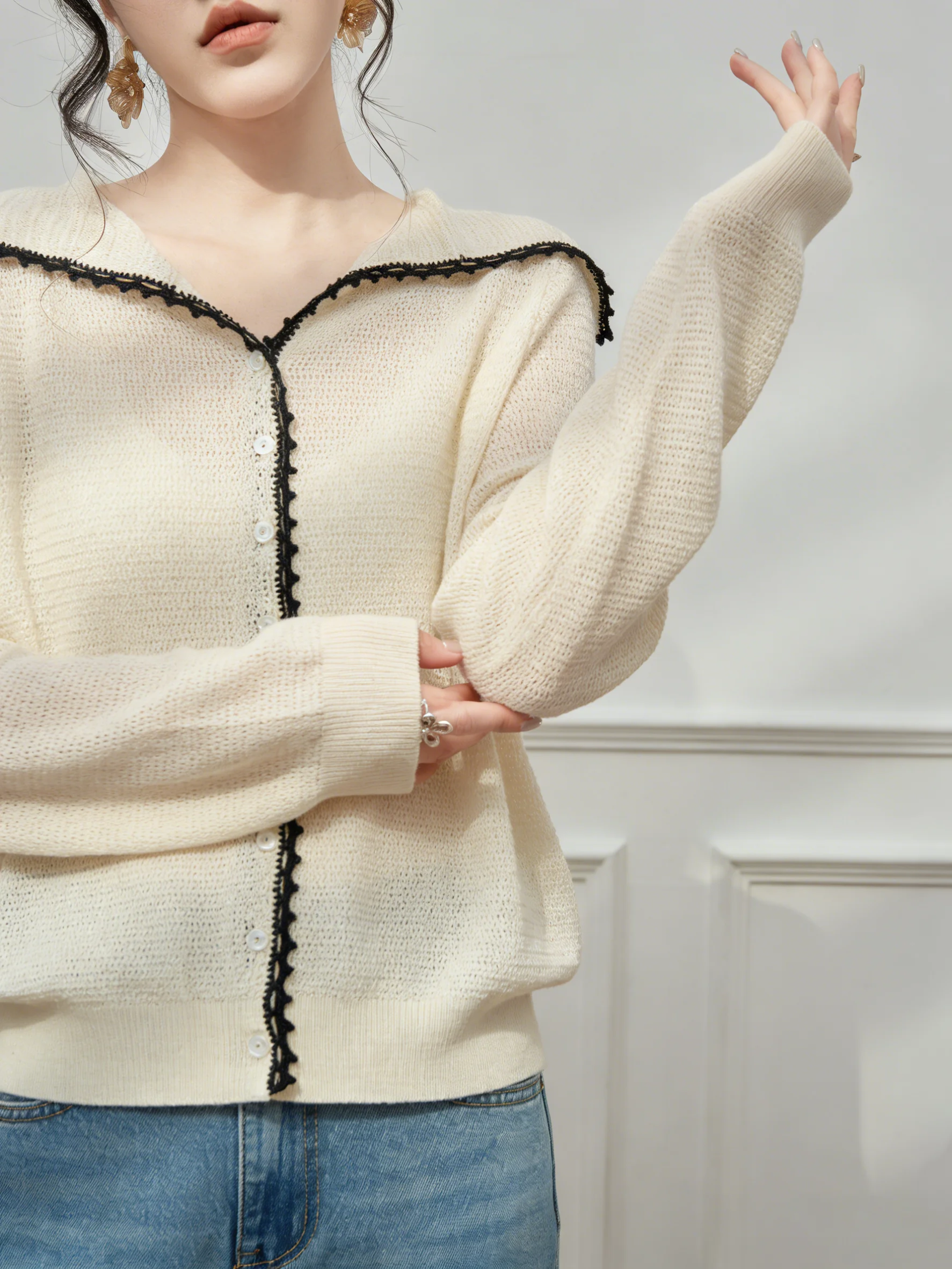 Color Block Knitted Navy Collar Open Cardigan Women's Fashionable Elegant Design Spring 2026 New Style Casual Commute Style
Color Block Knitted Navy Collar Open Cardigan Women's Fashionable Elegant Design Spring 2026 New Style Casual Commute Style