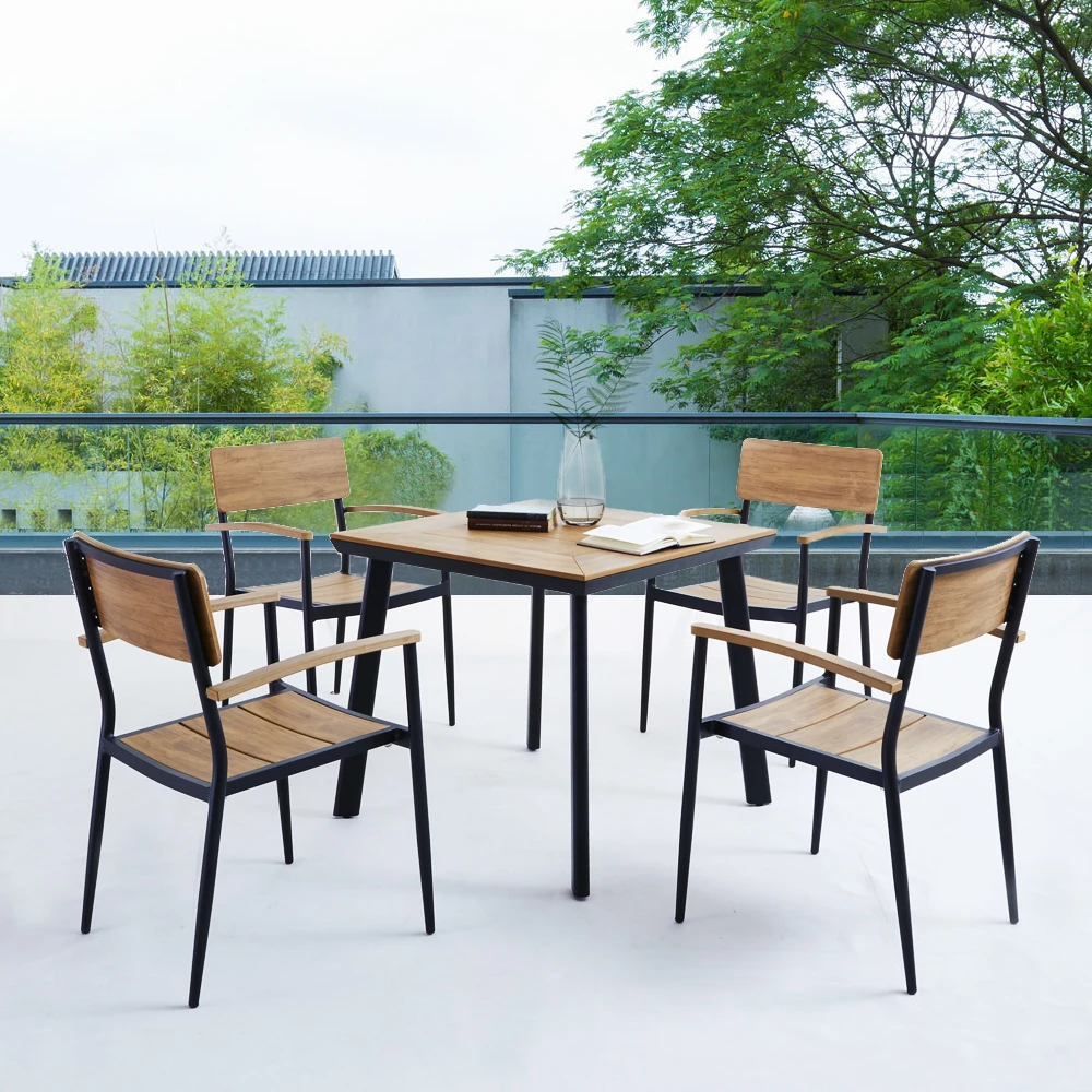 Modern Style Patio Waterproof Outdoor Dining Sets Teak Color Plastic Wood Tables Chairs For School Courtyard Or Restaurant Use
Modern Style Patio Waterproof Outdoor Dining Sets Teak Color Plastic Wood Tables Chairs For School Courtyard Or Restaurant Use