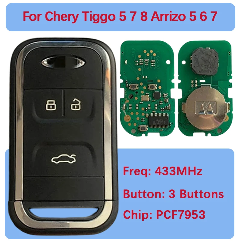 CN079003 Aftermarket 3 Button Smart Keyless Remote 434Mhz ID46 Chip For Chery Tiggo 5 Tiggo 7 Tiggo 8 Arrizo 5 6 7
CN079003 Aftermarket 3 Button Smart Keyless Remote 434Mhz ID46 Chip For Chery Tiggo 5 Tiggo 7 Tiggo 8 Arrizo 5 6 7