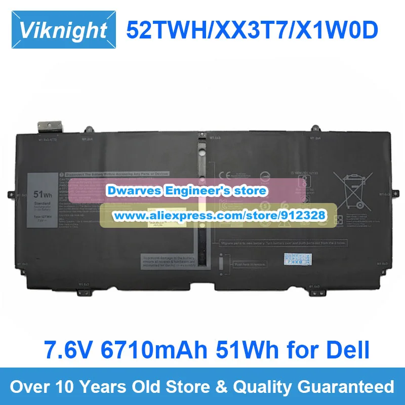 Genuine 52TWH Battery XX3T7 7.6V 6710mAh 51Wh for Dell XPS 13 Series 7390 2in1 2-in-1 Laptop Batteries
Genuine 52TWH Battery XX3T7 7.6V 6710mAh 51Wh for Dell XPS 13 Series 7390 2in1 2-in-1 Laptop Batteries