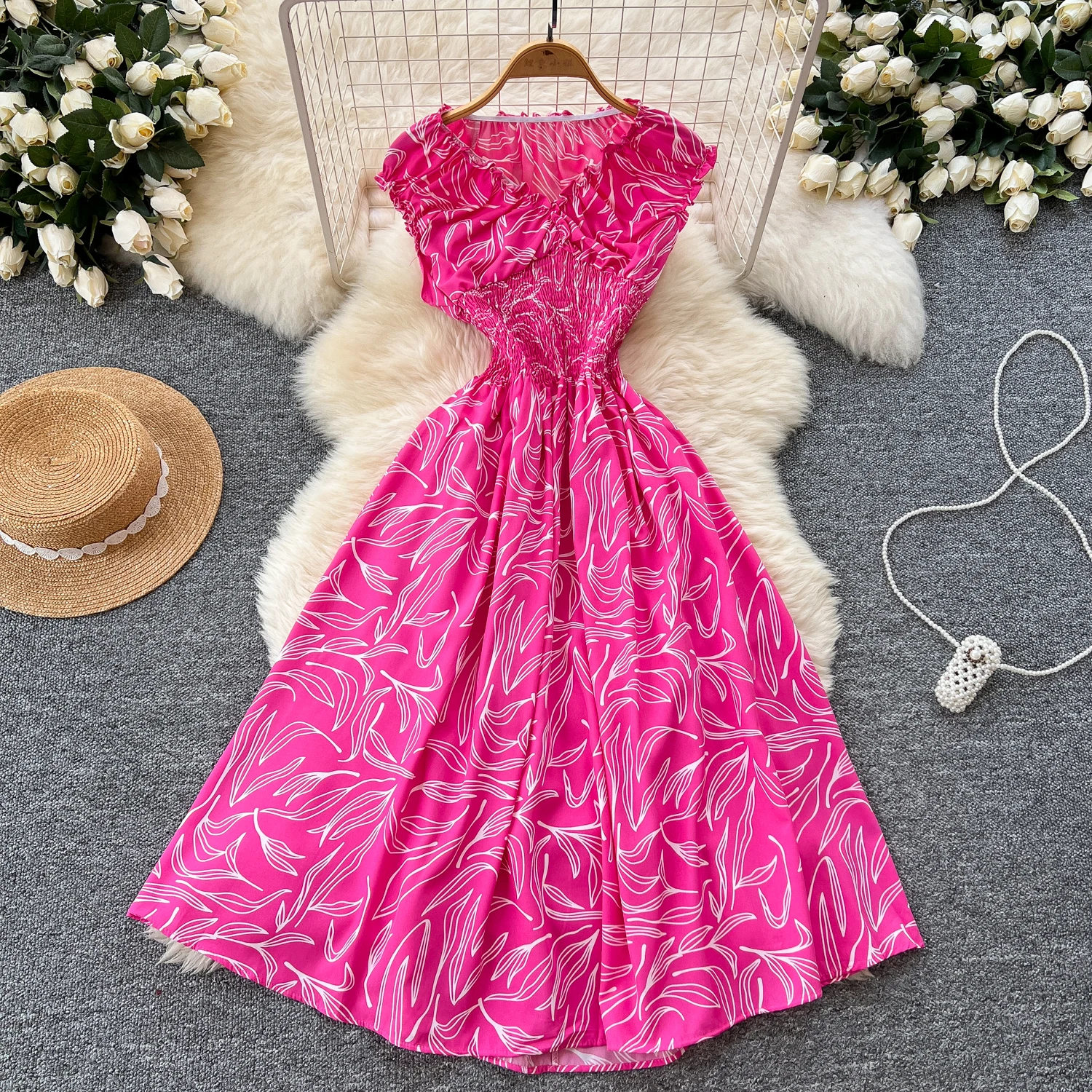 Sexy V-neck print Embroidered Chic Elegant Vestidos Vintage Summer Women Korean Fashion Beach Dress
Sexy V-neck print Embroidered Chic Elegant Vestidos Vintage Summer Women Korean Fashion Beach Dress
