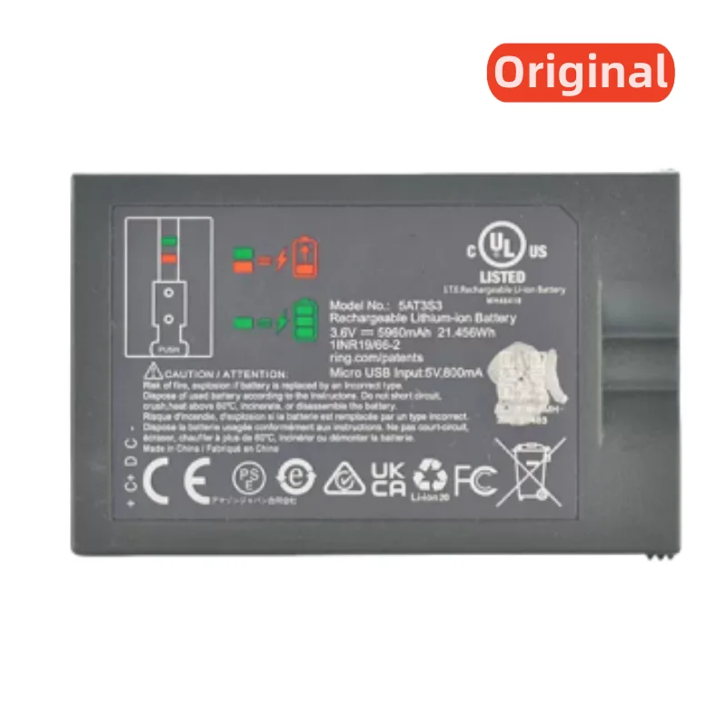 100%Original 3.6V 5960mAh for Ring 5AT3S3 Video Doorbell 2 3 Spotlight Cam Video Door Phone Rechargeable Battery
100%Original 3.6V 5960mAh for Ring 5AT3S3 Video Doorbell 2 3 Spotlight Cam Video Door Phone Rechargeable Battery