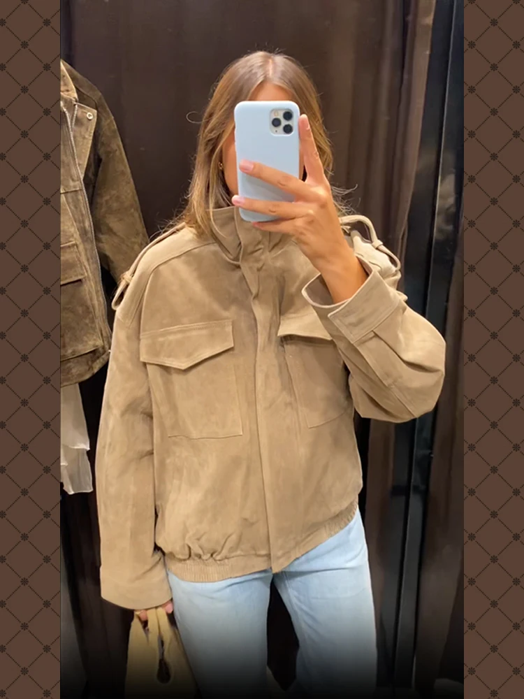 Women Fashion Suede Solid Short Coats Maxi Sleeves Pocket Zipper High Neck Jackets 2025 New Autumn Lady Daily Street Outwear
Women Fashion Suede Solid Short Coats Maxi Sleeves Pocket Zipper High Neck Jackets 2025 New Autumn Lady Daily Street Outwear