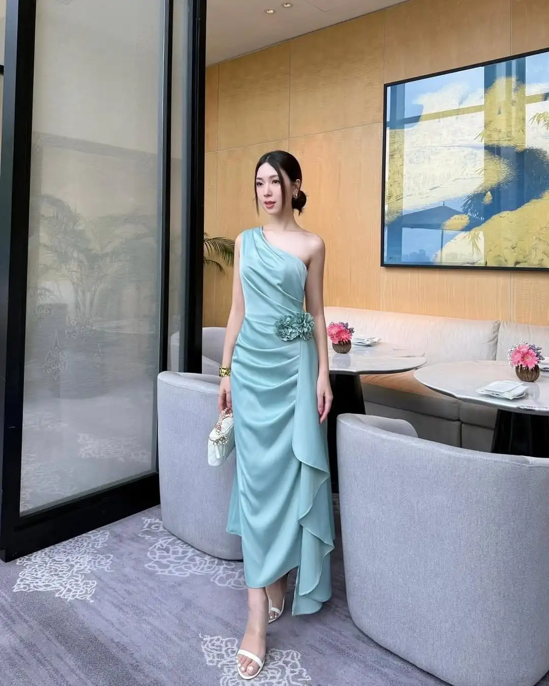 Customized High Quality Satin Straight One Shoulder Flowers Evening Dresses Sleeveless Special Occasion Gowns Temperament
Customized High Quality Satin Straight One Shoulder Flowers Evening Dresses Sleeveless Special Occasion Gowns Temperament