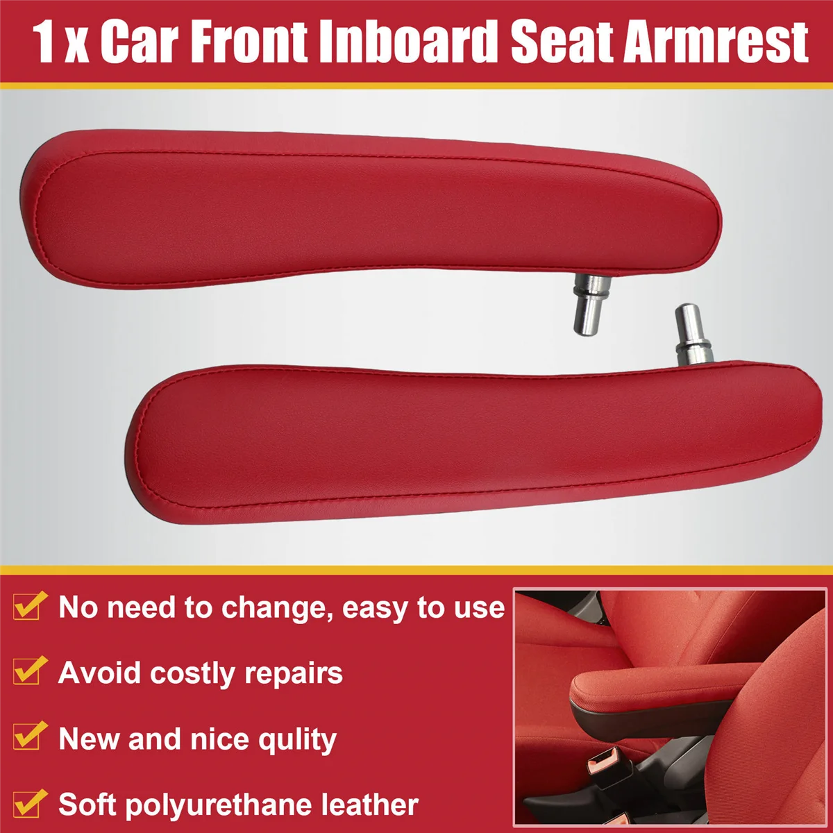 #408U Car Front Inboard PU Leather Seat Armrest 6BV48KRLAA 6BV31KRLAA for FIAT 500 2016-2019 Car Accessories (Red)
#408U Car Front Inboard PU Leather Seat Armrest 6BV48KRLAA 6BV31KRLAA for FIAT 500 2016-2019 Car Accessories (Red)