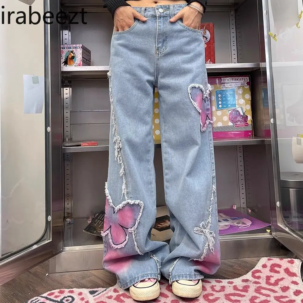 Butterfly Smudging Straight Leg Jeans for Women 2024 Autumn and Winter New Loose American High Street Mopping Trousers
Butterfly Smudging Straight Leg Jeans for Women 2024 Autumn and Winter New Loose American High Street Mopping Trousers