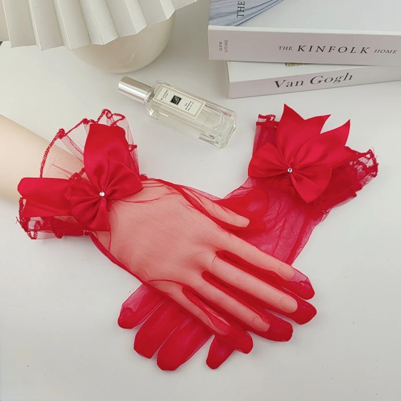 Clear Mesh Wedding Bridal Gloves Elegant Short Lace Bow Women Tea Party Glove Summer Uv-Proof Driving Tulle Wrist Length Gloves
Clear Mesh Wedding Bridal Gloves Elegant Short Lace Bow Women Tea Party Glove Summer Uv-Proof Driving Tulle Wrist Length Gloves