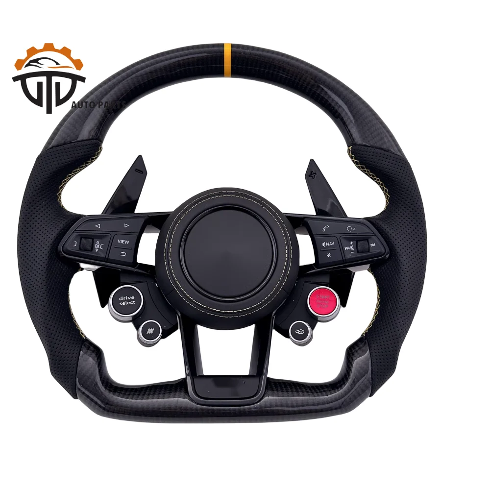 Car Modified Glossy Carbon Fiber Steering Wheel With Perforated Leather For Audi R8
Car Modified Glossy Carbon Fiber Steering Wheel With Perforated Leather For Audi R8