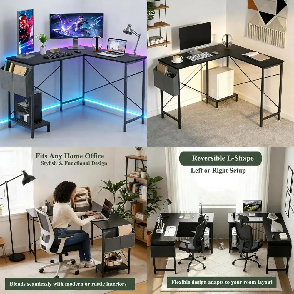 50 Inch L-Shaped Desk, Reversible Gaming Table with CPU Stand and Storage, Metal PC Workstation for Home Office
50 Inch L-Shaped Desk, Reversible Gaming Table with CPU Stand and Storage, Metal PC Workstation for Home Office