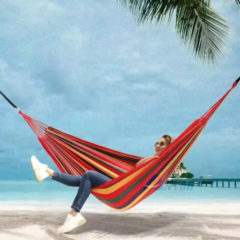Outdoor Thickened Canvas Hammock, Anti-Rollover Camping Swing Hammock, Portable Striped Hanging Chair for Travel
Outdoor Thickened Canvas Hammock, Anti-Rollover Camping Swing Hammock, Portable Striped Hanging Chair for Travel