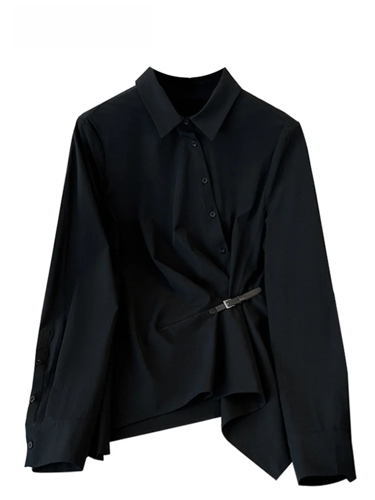 Bla Long Sve irt Women's plus Size Autumn Waist Cinching Slimming High Waist Asymmetrical Top Korean Sle Commute Wind
Bla Long Sve irt Women's plus Size Autumn Waist Cinching Slimming High Waist Asymmetrical Top Korean Sle Commute Wind