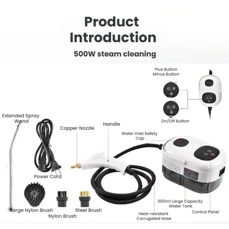 Touch Control Mini Portable Handheld Steam Cleaner High Temp High Pressure Household Kitchen Car Window Steam Washing Machine
Touch Control Mini Portable Handheld Steam Cleaner High Temp High Pressure Household Kitchen Car Window Steam Washing Machine