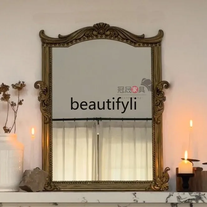 French retro makeup mirror wall hanging special-shaped bathroom mirror living room entrance old decorative mirror
French retro makeup mirror wall hanging special-shaped bathroom mirror living room entrance old decorative mirror