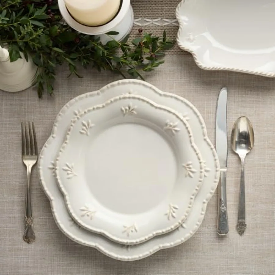 Heritage Beads 9-Inch Stoneware Salad Plates Set of 4 Elegant Scalloped Edge Plates with Embossed Beading Classic Off-White Far
Heritage Beads 9-Inch Stoneware Salad Plates Set of 4 Elegant Scalloped Edge Plates with Embossed Beading Classic Off-White Far