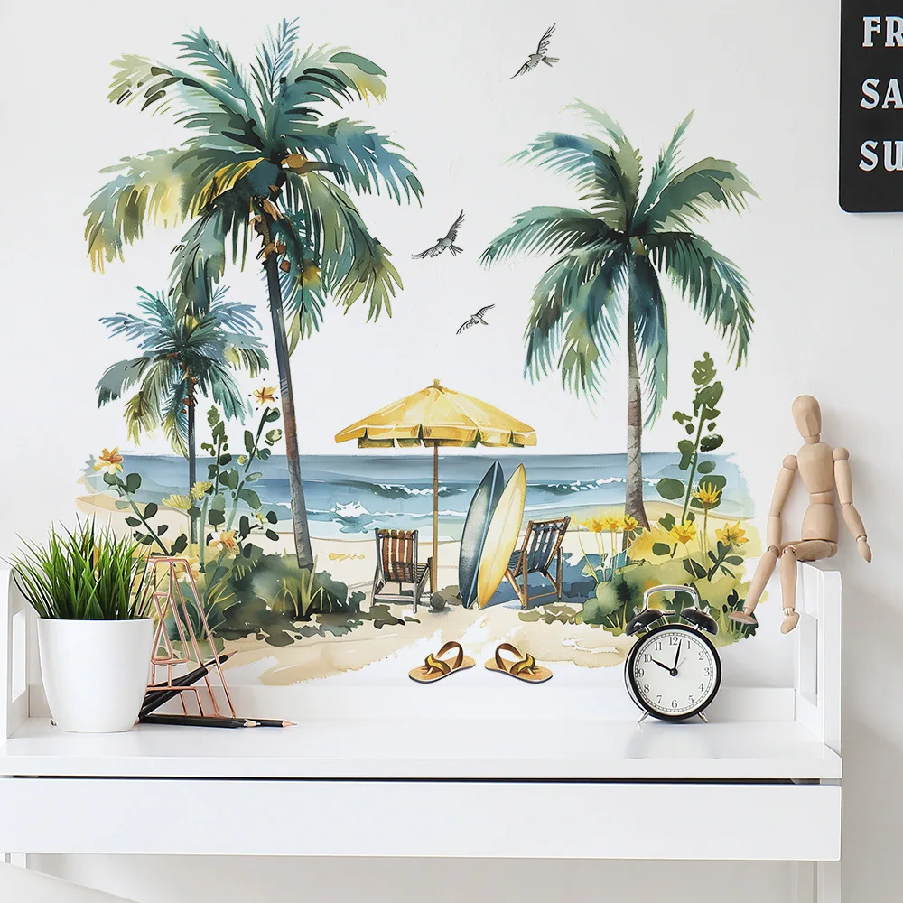 Colored Summer Beach Coconut Trees Wall Sticker For Living Room Background Decor Decals Bedroom Decoration Self-adhesive Mural
Colored Summer Beach Coconut Trees Wall Sticker For Living Room Background Decor Decals Bedroom Decoration Self-adhesive Mural