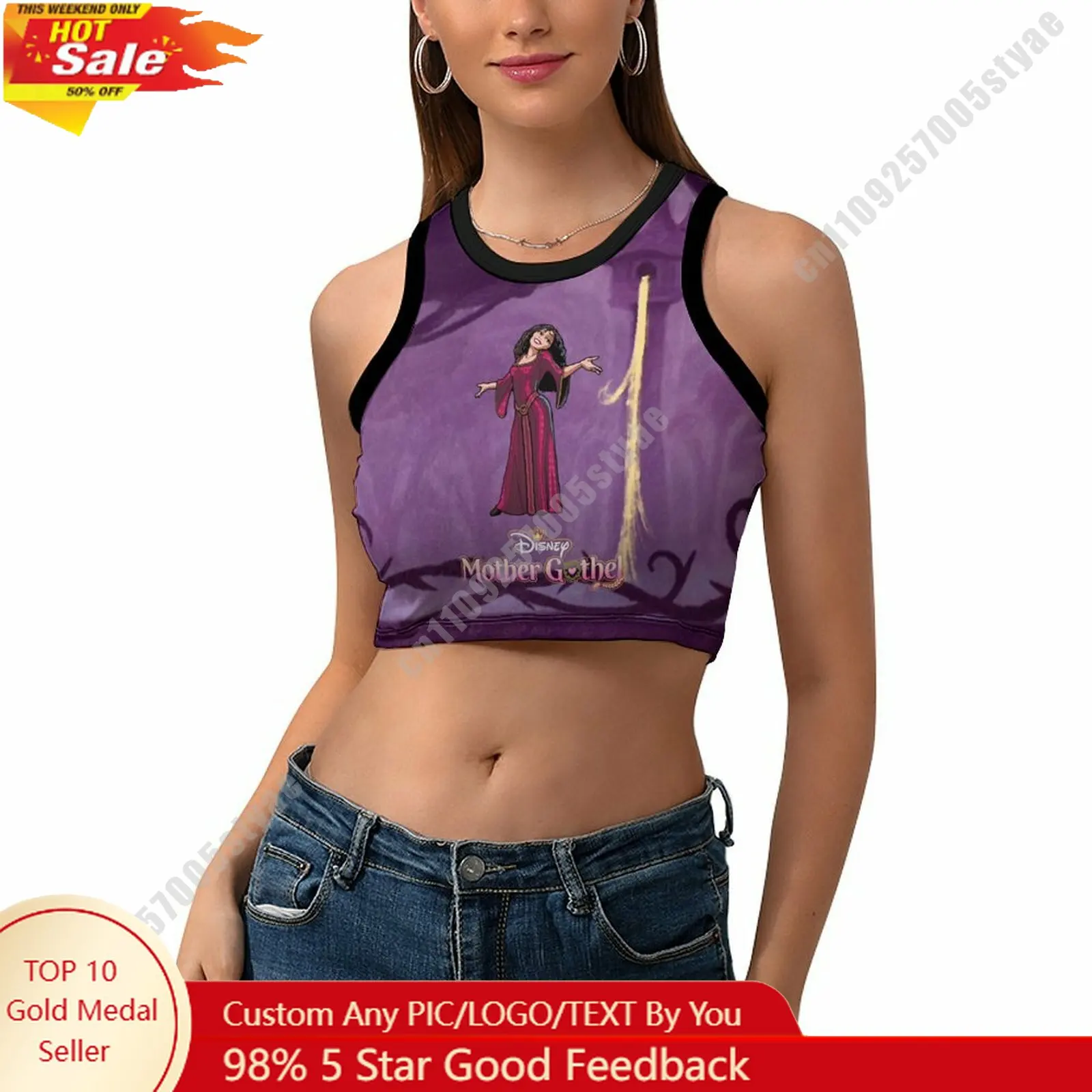 Mother Gothel Vest Disney Pattern Custom Photo Text Crop Tank Racerback Vest Personalized Graphic Sleeveless Crop Top
Mother Gothel Vest Disney Pattern Custom Photo Text Crop Tank Racerback Vest Personalized Graphic Sleeveless Crop Top