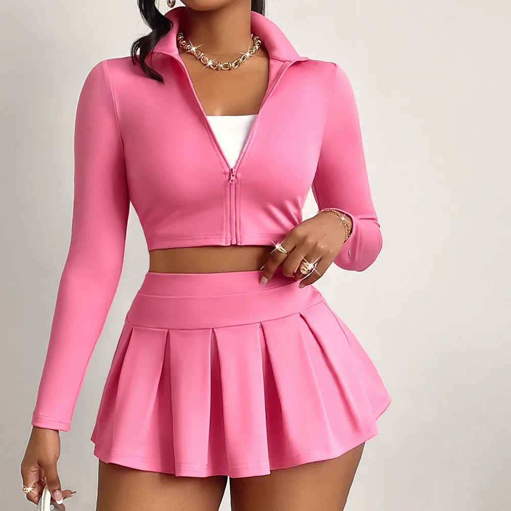 Pink Sport Women Set Long Sleeves Zip Short Jacket Top + Pleated Mini Skirt Fitness Yoga Tight Casual Suit Running Gym Jacket
Pink Sport Women Set Long Sleeves Zip Short Jacket Top + Pleated Mini Skirt Fitness Yoga Tight Casual Suit Running Gym Jacket
