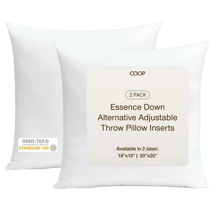 Набор из 2 регулируемых наполнителей для декоративных подушек Essence 18x18, регулируемые подушки с наполнителем, имитирующим пух, для дивана, кровати или кресла, декоративные.
Набор из 2 регулируемых наполнителей для декоративных подушек Essence 18x18, регулируемые подушки с наполнителем, имитирующим пух, для дивана, кровати или кресла, декоративные.