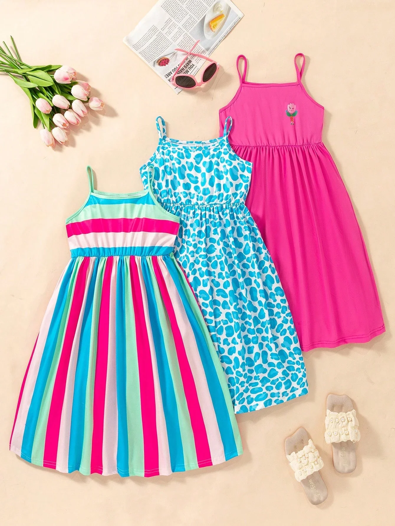 3pcs Women Sleeveless Dress Set Striped Leopard Solid Summer Casual A-Line Dresses
3pcs Women Sleeveless Dress Set Striped Leopard Solid Summer Casual A-Line Dresses