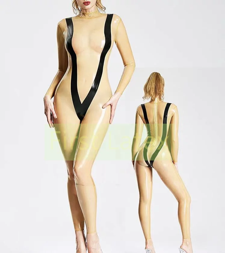 Fancy Sexy Fetish Latex Woman Catsuit With Black Decoration Natural Rubber Lady's Bodysuit Party Club Outfit Cosplay Costume
Fancy Sexy Fetish Latex Woman Catsuit With Black Decoration Natural Rubber Lady's Bodysuit Party Club Outfit Cosplay Costume