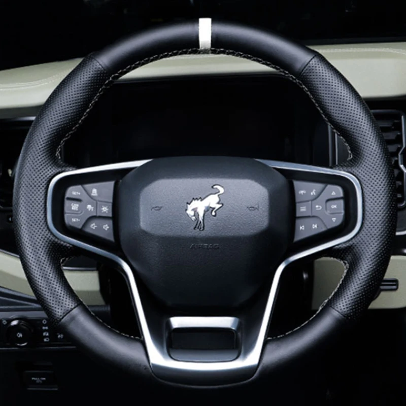 Для Ford Bronco 2021-2024 прошитый вручную черный износостойкий чехол на руль автомобиля из натуральной кожи
Для Ford Bronco 2021-2024 прошитый вручную черный износостойкий чехол на руль автомобиля из натуральной кожи