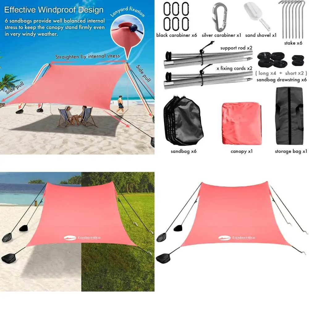 Portable Wind-Resistant Beach Canopy, 10x10 FT Sun Shelter with UPF 50+, 6 Sandbags, Ideal for Family Outdoor Activities
Portable Wind-Resistant Beach Canopy, 10x10 FT Sun Shelter with UPF 50+, 6 Sandbags, Ideal for Family Outdoor Activities