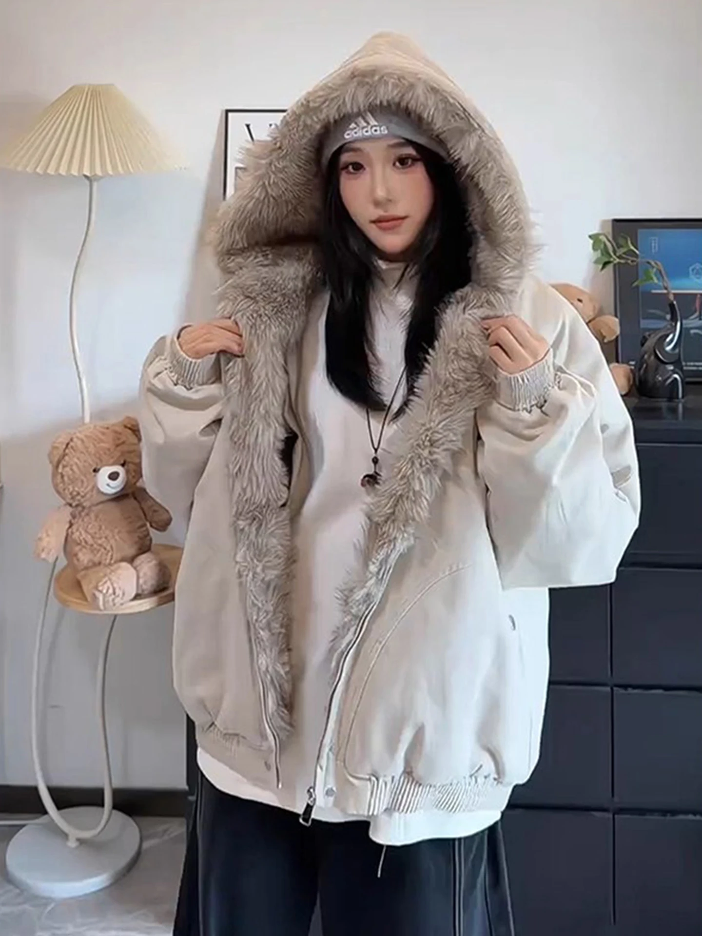 Warmth Thiened Men's Cotton Jaet Hooded Lamb Velvet Coat American Sle Mountain Eagle Design Winter Outerwear Coat
Warmth Thiened Men's Cotton Jaet Hooded Lamb Velvet Coat American Sle Mountain Eagle Design Winter Outerwear Coat