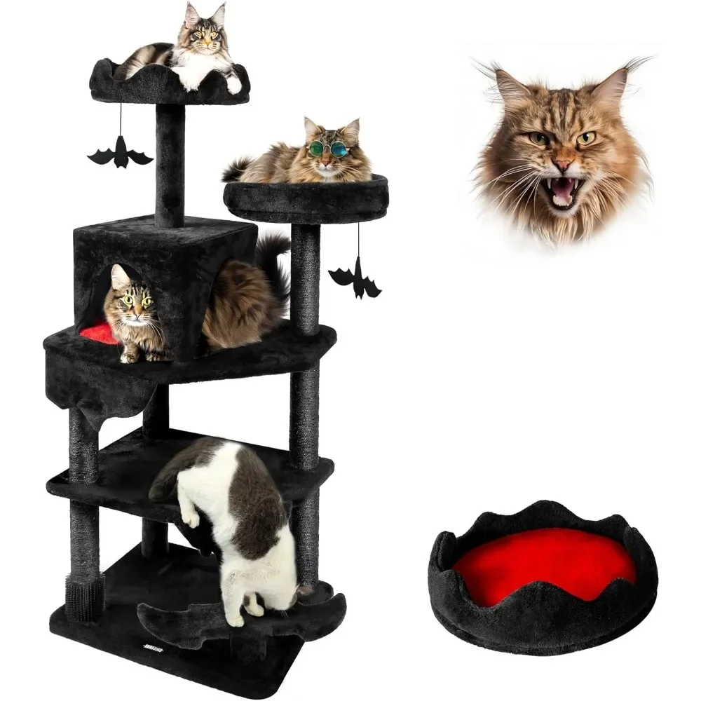 Cat Tower for Indoor Cats with Sisal Scratching Posts, Spacious Cat Condo, Self Groomer, Bat Hanging Ball
Cat Tower for Indoor Cats with Sisal Scratching Posts, Spacious Cat Condo, Self Groomer, Bat Hanging Ball
