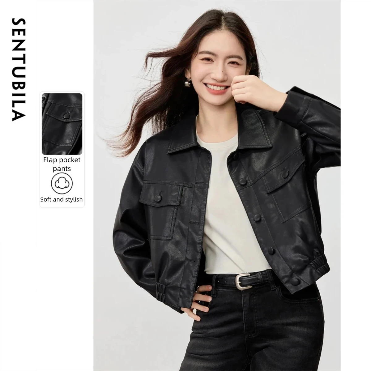 SENTUBILA Women's Jackets PU Leather Women's Short Style Motorcycle Jacket Loose Slim-Fit Commuter Top W53GA2744
SENTUBILA Women's Jackets PU Leather Women's Short Style Motorcycle Jacket Loose Slim-Fit Commuter Top W53GA2744