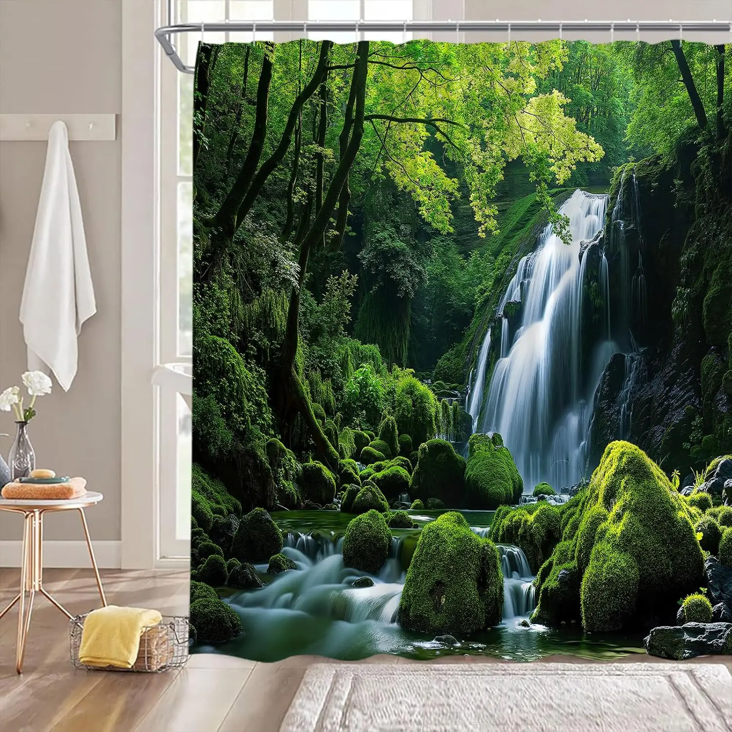 Tropical Waterfall Shower Curtain,Rainforest Green Forest Tree Plant Nature Landscape Bathroom Home Curtain Decor with Hooks
Tropical Waterfall Shower Curtain,Rainforest Green Forest Tree Plant Nature Landscape Bathroom Home Curtain Decor with Hooks