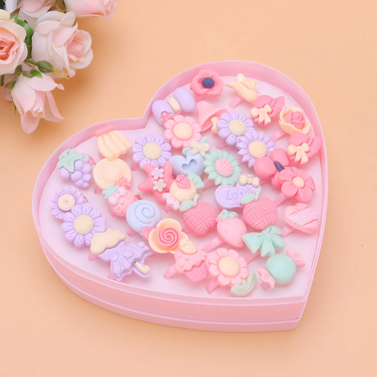 36Pcs Kids Macaron Flower Rings Adjustable Cartoon Dress Up Pretend Play Rings for Girls Birthday Party Favors Goodie Bags
36Pcs Kids Macaron Flower Rings Adjustable Cartoon Dress Up Pretend Play Rings for Girls Birthday Party Favors Goodie Bags