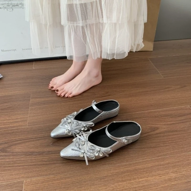 Inner Heightened Baotou Half Slippers Women Summer Outer Wear Pointed Toe Shallow Slip Rhinestone Bow Mary Jane Single Shoes
Inner Heightened Baotou Half Slippers Women Summer Outer Wear Pointed Toe Shallow Slip Rhinestone Bow Mary Jane Single Shoes