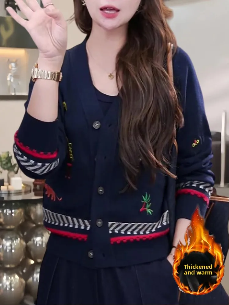 Slim Fit V-Ne Knitted Sweater Women's Faionable Animal Embroidery High-End Feelings Spring Autumn oulder Appropriate Top
Slim Fit V-Ne Knitted Sweater Women's Faionable Animal Embroidery High-End Feelings Spring Autumn oulder Appropriate Top