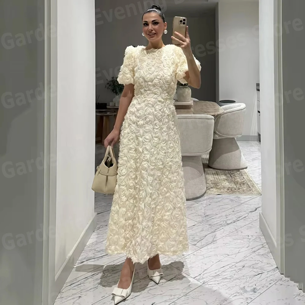 Luxurious A Line Women's Evening Dresses O Neck Short Sleeve Flowers Prom Gowns Vestidos Para Mujer Customized Robe De Soirée
Luxurious A Line Women's Evening Dresses O Neck Short Sleeve Flowers Prom Gowns Vestidos Para Mujer Customized Robe De Soirée