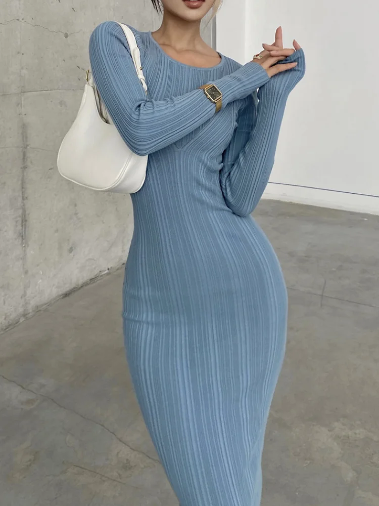 Knitted Long Dresses Women Autumn Long Sleeve Dress Female Elegant Sexy Bodycon Wrap Dress Ladies Solid Color Stretch Vestidos
Knitted Long Dresses Women Autumn Long Sleeve Dress Female Elegant Sexy Bodycon Wrap Dress Ladies Solid Color Stretch Vestidos
