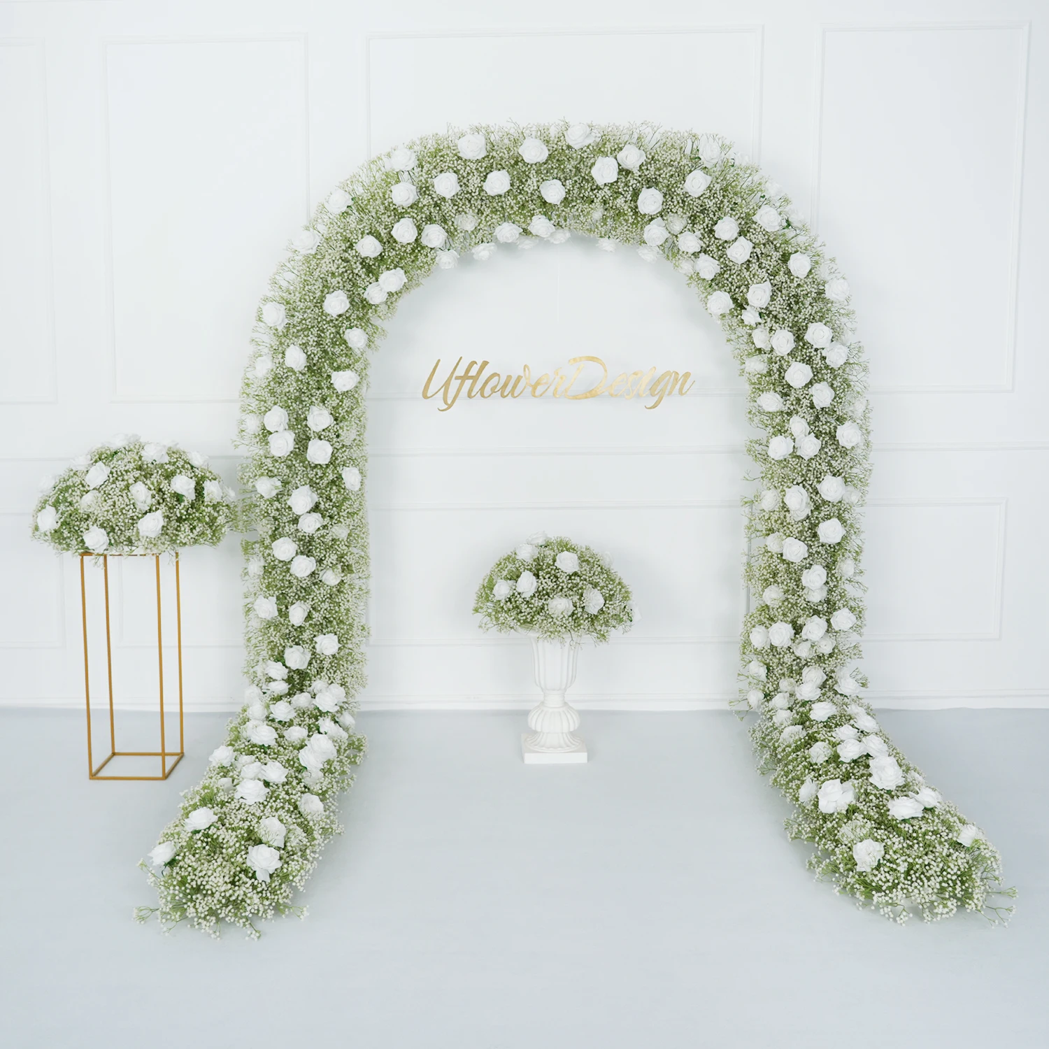 Uflower Luxury 5D White Rose Baby Breath Wedding Arch Floral Arrangement Event Table Centerpieces Ball Wedding Flower Decoration
Uflower Luxury 5D White Rose Baby Breath Wedding Arch Floral Arrangement Event Table Centerpieces Ball Wedding Flower Decoration