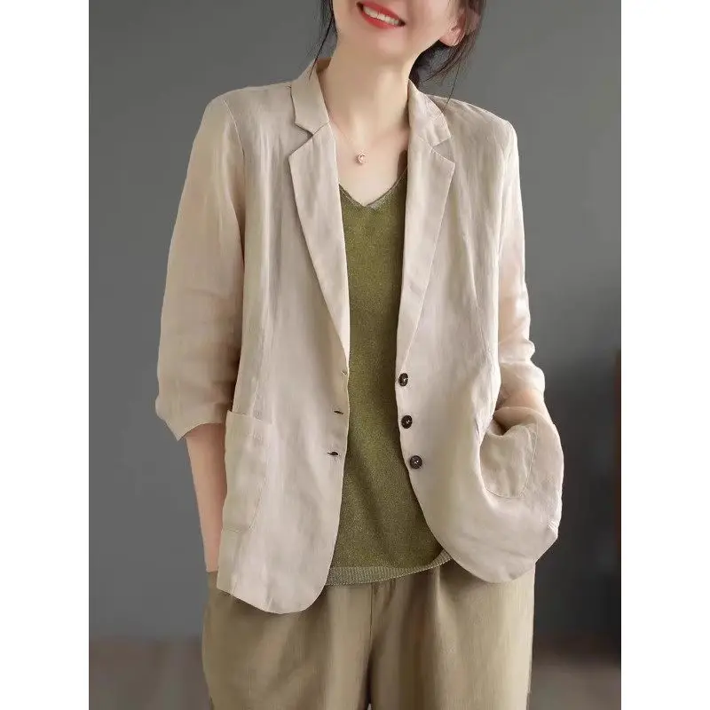 Art Retro Summer Coat Solid Color Comfortable Cotton And Linen Suit Jacket Women's Versatile Slim Single Breasted Top Z2040
Art Retro Summer Coat Solid Color Comfortable Cotton And Linen Suit Jacket Women's Versatile Slim Single Breasted Top Z2040