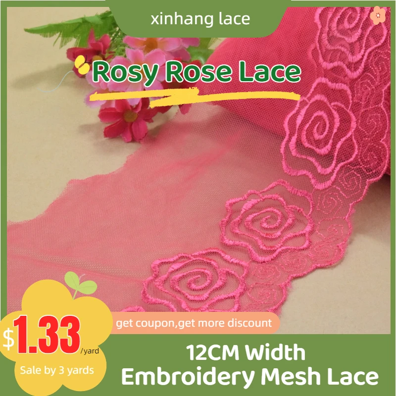 3yards 12cm Rosy Lace Polyester Embroidery French Lace Ribbon Fabric Guipure Diy Trims Sewing Accessories Doll Dress#4321
3yards 12cm Rosy Lace Polyester Embroidery French Lace Ribbon Fabric Guipure Diy Trims Sewing Accessories Doll Dress#4321