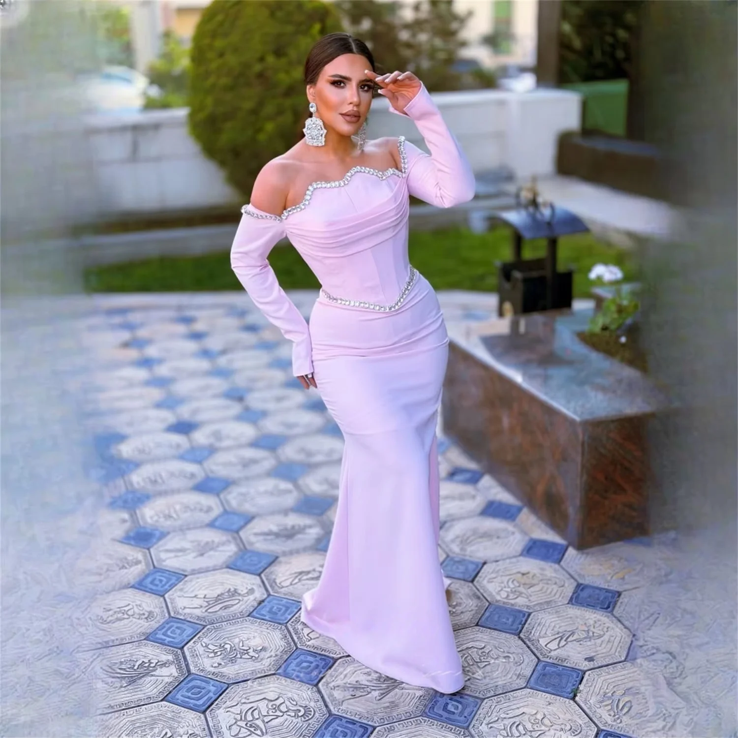 Pink Beaded Long Sleeves Bespoke Occasion Gown Evening Dresses Prom Pastrol Unisex Jersey Retro Dubai Saudi Arabic Customized
Pink Beaded Long Sleeves Bespoke Occasion Gown Evening Dresses Prom Pastrol Unisex Jersey Retro Dubai Saudi Arabic Customized