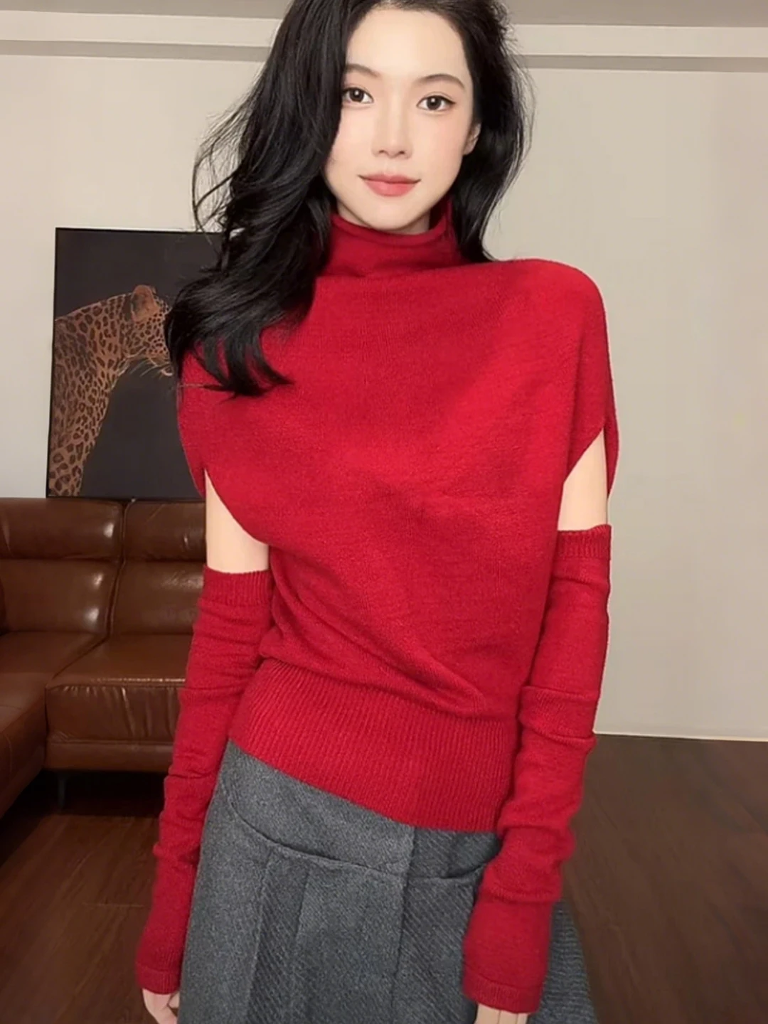 Красный женский вязаный свитер-боди с высоким воротником, облегающий, для повседневной носки, с рукавами «летучая мышь»
Красный женский вязаный свитер-боди с высоким воротником, облегающий, для повседневной носки, с рукавами «летучая мышь»