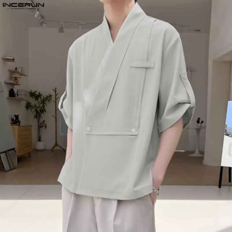 INCERUN Men's Shirt Solid Color V Neck Half Sleeve Men Clothes Streetwear Loose 2026 Vintage Casual Tops Oversize Shirts For Man
INCERUN Men's Shirt Solid Color V Neck Half Sleeve Men Clothes Streetwear Loose 2026 Vintage Casual Tops Oversize Shirts For Man