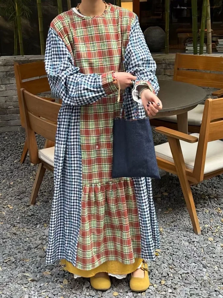 Autumnal Plaid Dress Spliced Japanese Style plus Size Women's Fashion for Plump Ladies Long Skirt A-Line Maternity Dress
Autumnal Plaid Dress Spliced Japanese Style plus Size Women's Fashion for Plump Ladies Long Skirt A-Line Maternity Dress