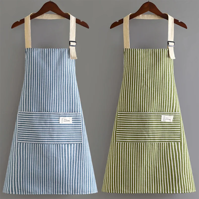Sleeveless Apron Breathable Hanging Neck Apron Restaurant Special Cotton Linen Home Cleaning Kitchen Apron Vertical Stripe 
Sleeveless Apron Breathable Hanging Neck Apron Restaurant Special Cotton Linen Home Cleaning Kitchen Apron Vertical Stripe