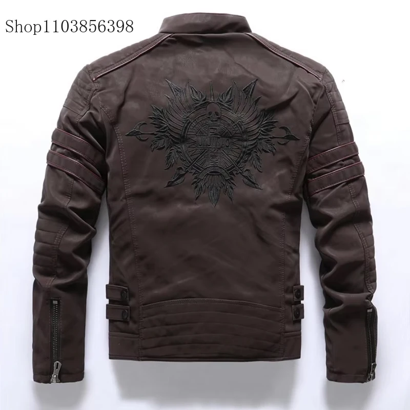 Pilot Jackets Men's PU Jacket Fashion Casual Stand Collar Motorcycle Coats Trend Men Embroider Windbreak Warm Leather Outwear
Pilot Jackets Men's PU Jacket Fashion Casual Stand Collar Motorcycle Coats Trend Men Embroider Windbreak Warm Leather Outwear