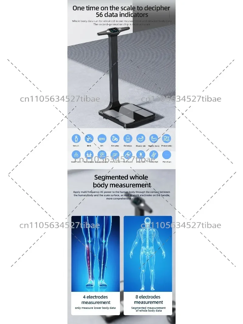 8-Point Contact Electrode Bioimpedance Body Composition Analyzer Human Scanning Scale Fat Element Analyzer for Fitness Tracking
8-Point Contact Electrode Bioimpedance Body Composition Analyzer Human Scanning Scale Fat Element Analyzer for Fitness Tracking