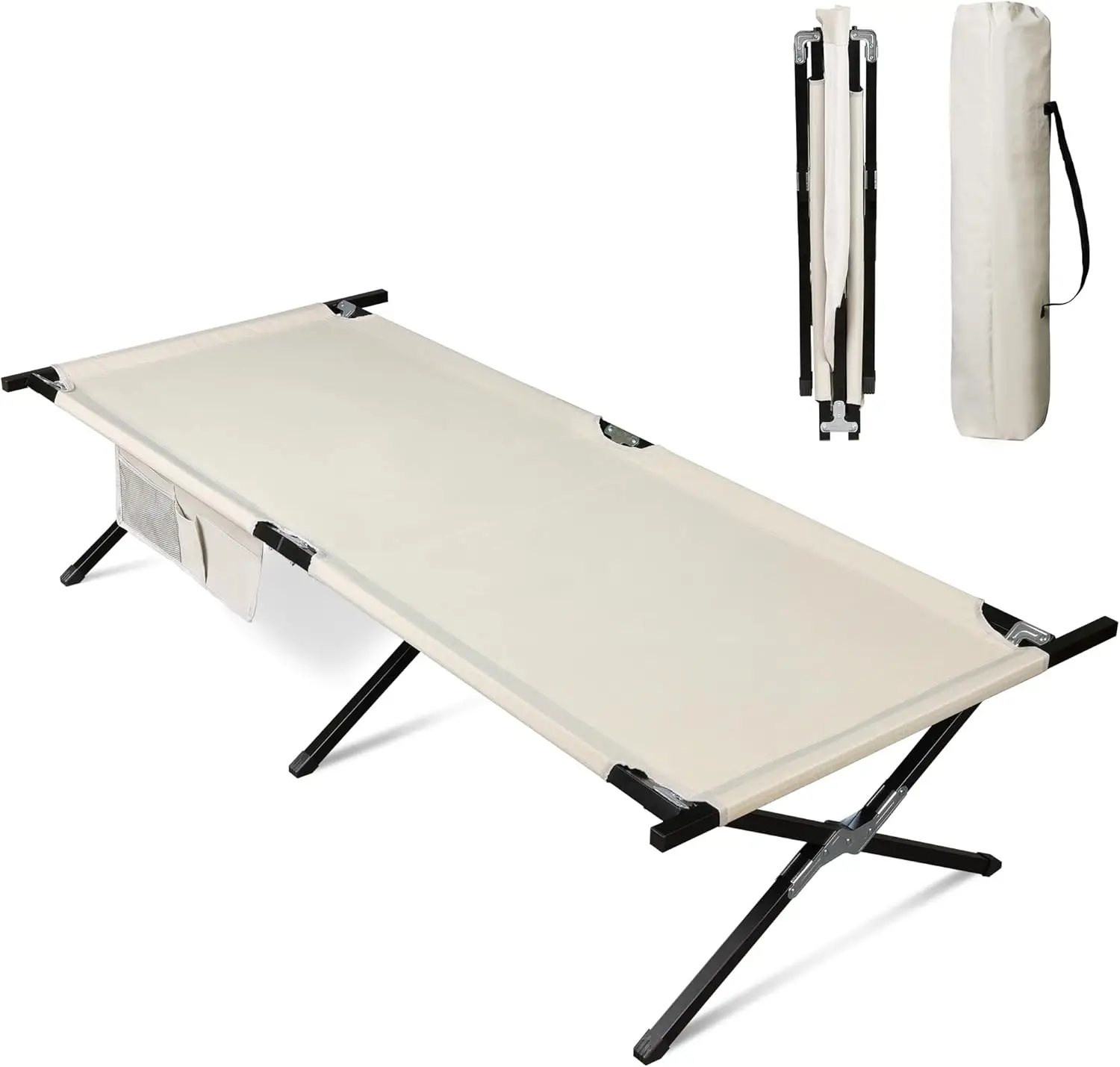 Portable Camping Cot for Adults, Folding Sleeping Cot with Carry Bag, Supports 300 Lbs, Side Pocket, Silver Greige
Portable Camping Cot for Adults, Folding Sleeping Cot with Carry Bag, Supports 300 Lbs, Side Pocket, Silver Greige