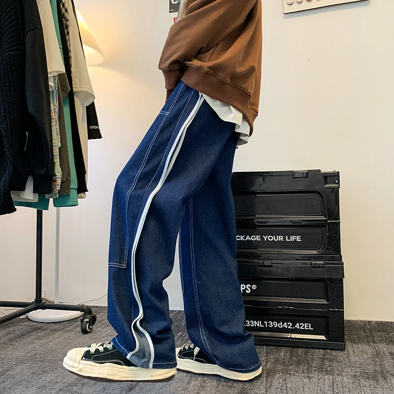 Мужские джинсы Oversize Color Blo, брюки длиной до пола, модные прямые брюки Street Sle 
Мужские джинсы Oversize Color Blo, брюки длиной до пола, модные прямые брюки Street Sle
