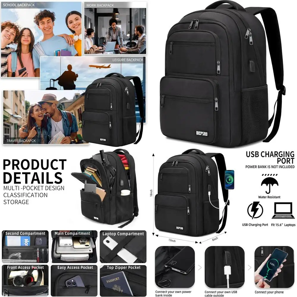 Универсальный рюкзак для ноутбука 15,6 дюймов с USB-портом, водонепроницаемый, для школы, колледжа и путешествий
Универсальный рюкзак для ноутбука 15,6 дюймов с USB-портом, водонепроницаемый, для школы, колледжа и путешествий